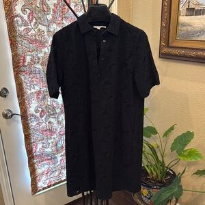 Chico's Black Eyelet Button Down Dress